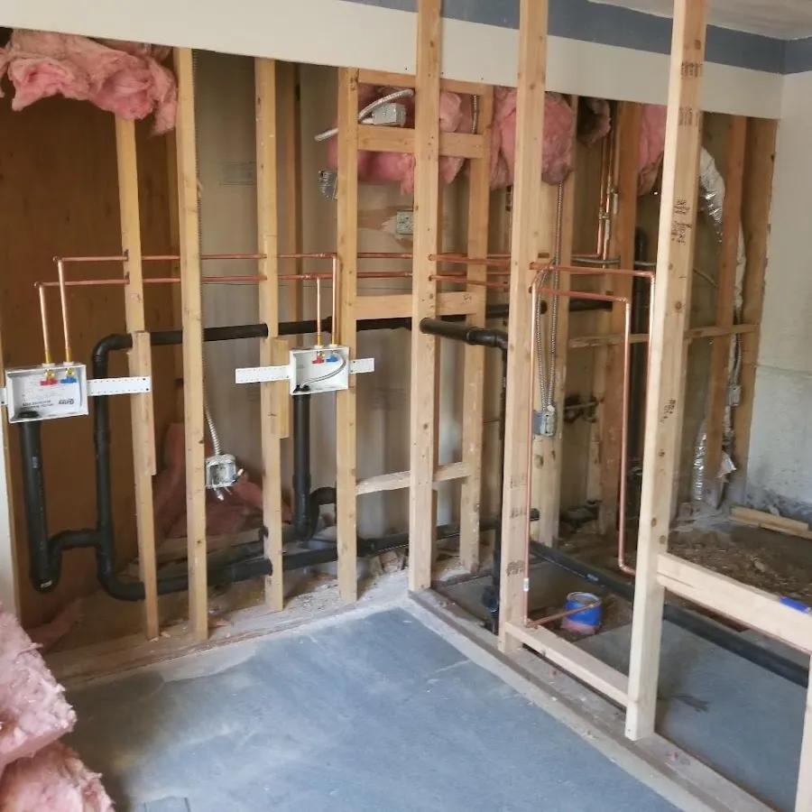 Copper pipe rough-in and plumbing installation in Garden City